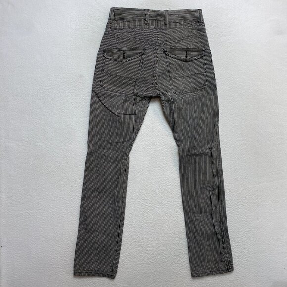 VINTAGE DIESEL Denim Pants Unisex 27 Black White Utility Achemy Reaction Y2K - Picture 10 of 12
